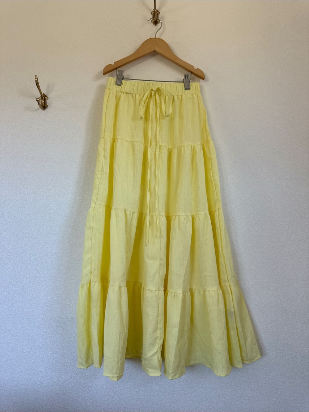 Yellow Tiered Maxi Skirt - Lightweight Summer Style